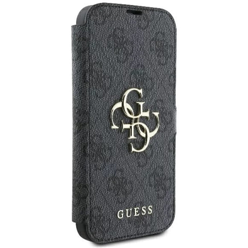 Husa tip carte iPhone 16 Guess Book 4G, negru, GUBKP16S4GMGGR
