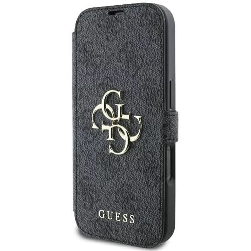 Husa tip carte iPhone 16 Guess Book 4G, negru, GUBKP16S4GMGGR
