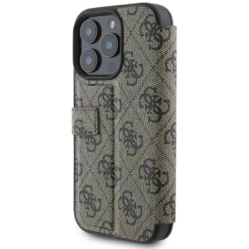 Husa tip carte iPhone 16 Pro Max Guess Book 4G, maro, GUBKP16X4GMGBR