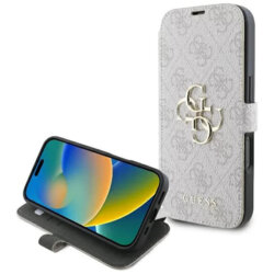 Husa tip carte iPhone 16 Pro Max Guess Book 4G, roz, GUBKP16X4GMGPI