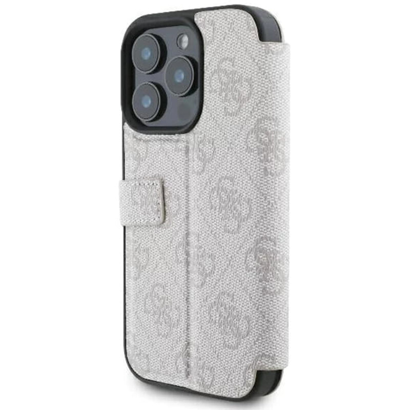 Husa tip carte iPhone 16 Pro Max Guess Book 4G, roz, GUBKP16X4GMGPI