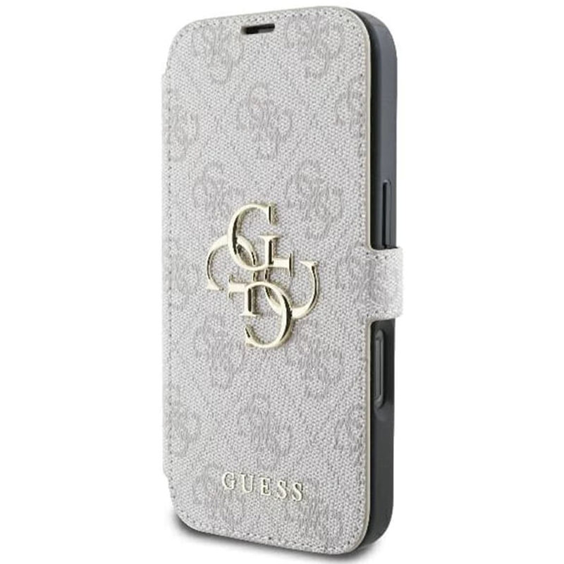 Husa tip carte iPhone 16 Pro Max Guess Book 4G, roz, GUBKP16X4GMGPI