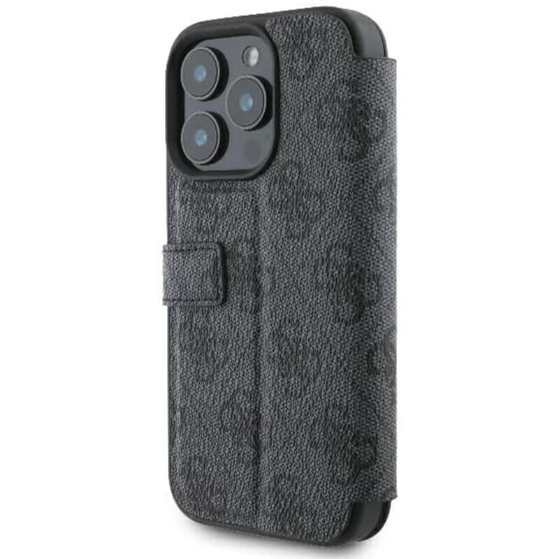 Husa tip carte iPhone 16 Pro Max Guess Book 4G, negru, GUBKP16X4GMGGR