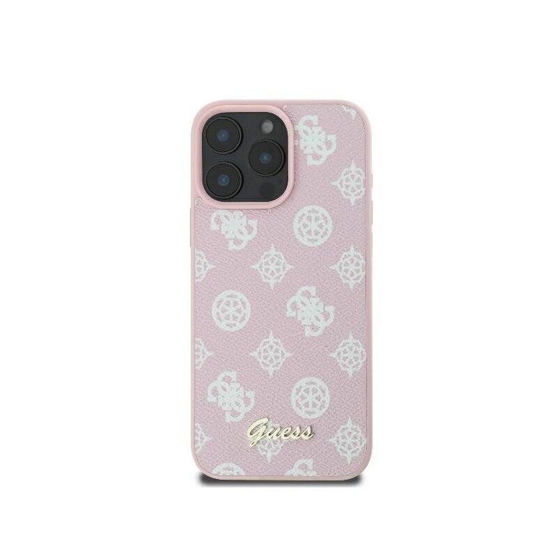 Husa iPhone 16 Pro Guess Peony Script MagSafe, roz, GUHMP16LPGPYSP