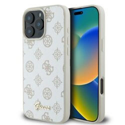 Husa iPhone 16 Pro Max Guess Peony Script MagSafe, alb, GUHMP16XPGPYSH