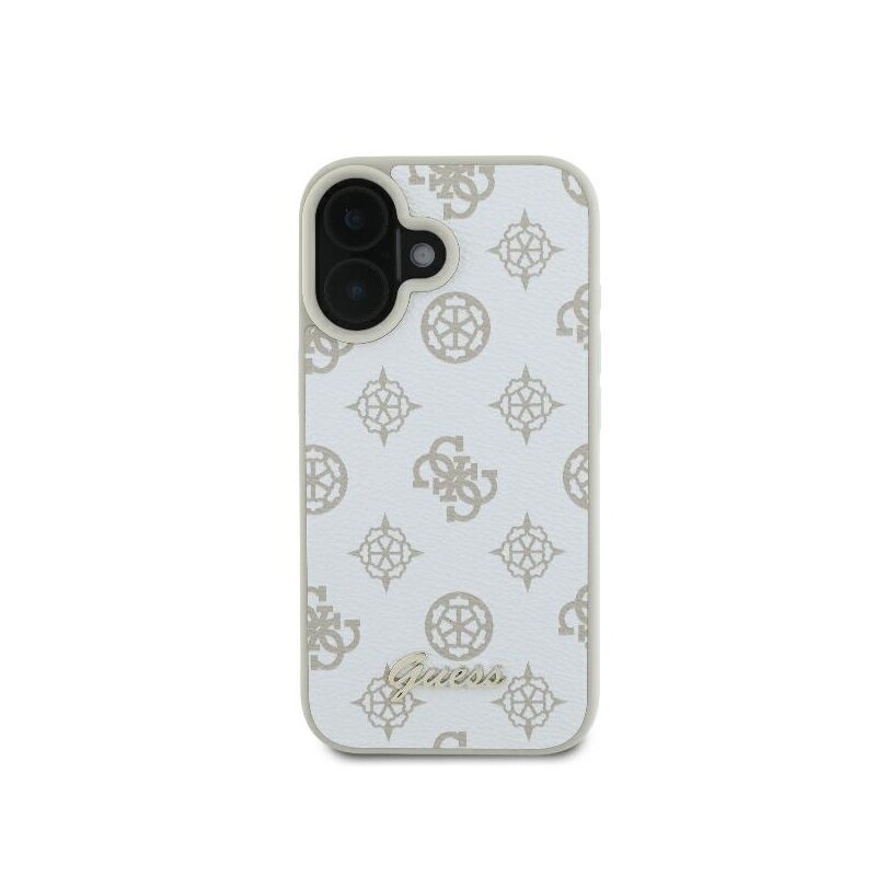 Husa iPhone 16 Guess Peony Script MagSafe, alb, GUHMP16SPGPYSH