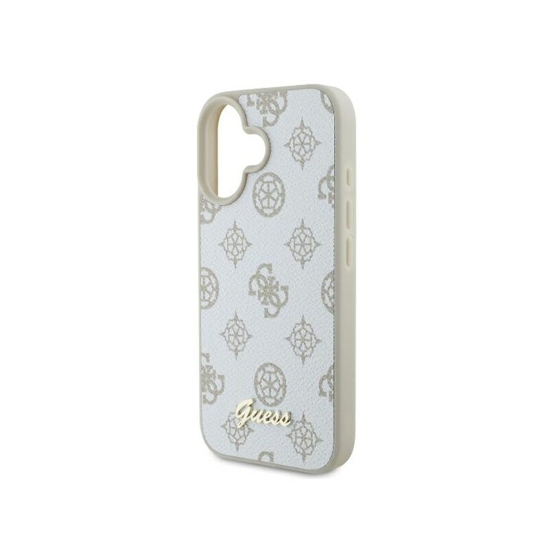 Husa iPhone 16 Guess Peony Script MagSafe, alb, GUHMP16SPGPYSH