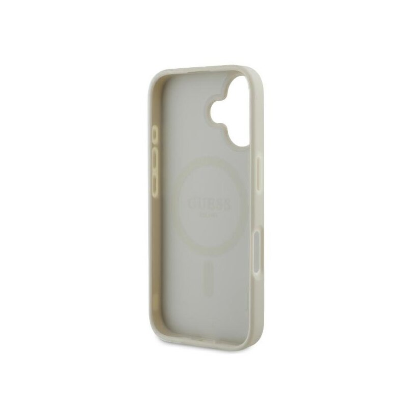 Husa iPhone 16 Guess Peony Script MagSafe, alb, GUHMP16SPGPYSH
