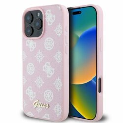 Husa iPhone 16 Pro Max Guess Peony Script MagSafe, roz, GUHMP16XPGPYSP