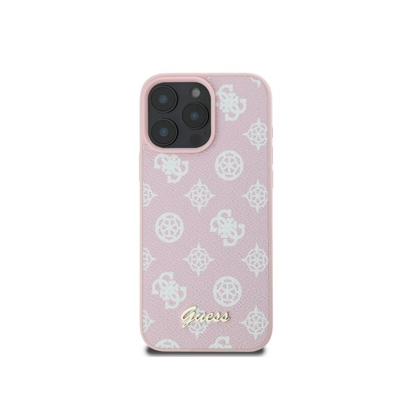 Husa iPhone 16 Pro Max Guess Peony Script MagSafe, roz, GUHMP16XPGPYSP