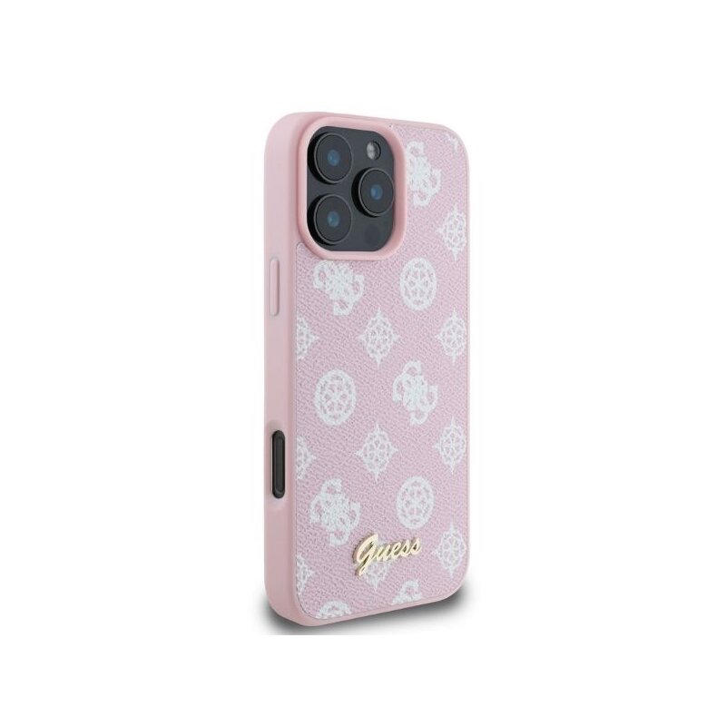 Husa iPhone 16 Pro Max Guess Peony Script MagSafe, roz, GUHMP16XPGPYSP