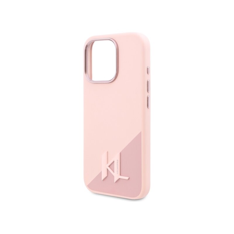 Husa Karl Lagerfeld iPhone 16 Pro Max Silicone MagSafe, Shadow Metal Initial, roz, KLHMP16XSCMKMPCP