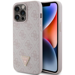 Husa iPhone 15 Pro Max Guess Leather 4G Diamond Triangle, roz, GUHCP15XP4TDPP