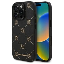 Husa iPhone 16 Pro Max Karl Lagerfeld Leather MagSafe, Karl Head, negru, KLHMP16XPGKHPHK