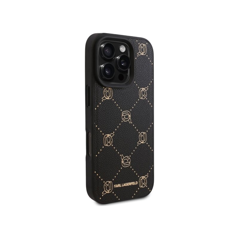 Husa iPhone 16 Pro Max Karl Lagerfeld Leather MagSafe, Karl Head, negru, KLHMP16XPGKHPHK