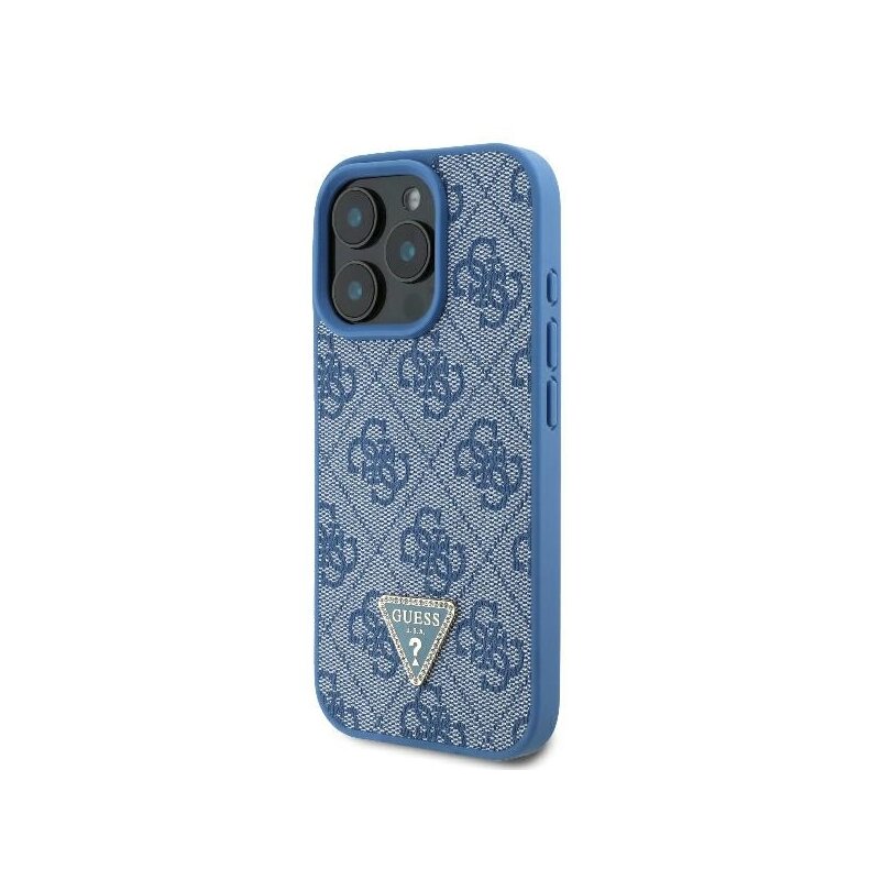 Husa iPhone 16 Pro Guess Leather Metal Logo Strass Crossbody, albastru, GUHCP16LP4TDSCPB