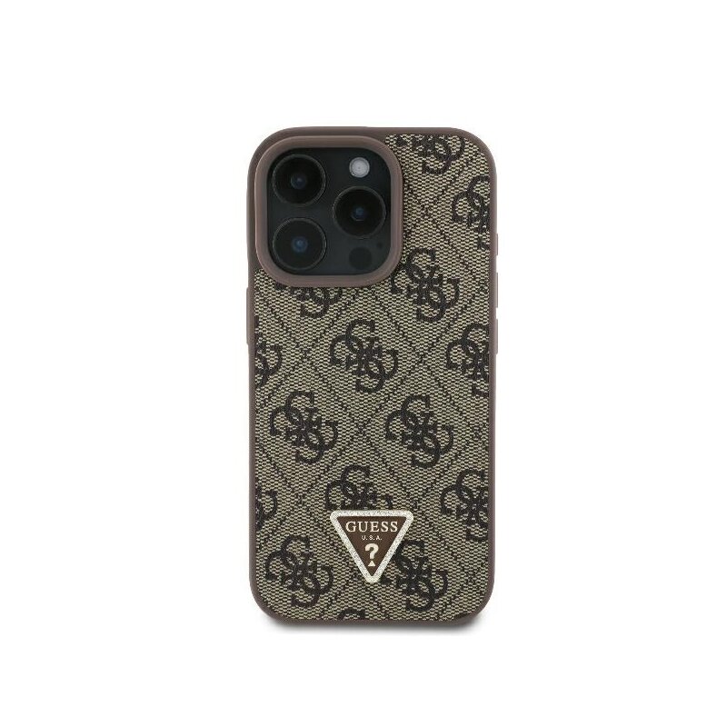 Husa iPhone 16 Pro Max Guess Leather Metal Logo Strass Crossbody, maro, GUHCP16XP4TDSCPW