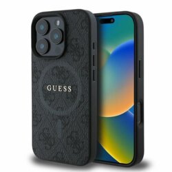 Husa iPhone 16 Pro Max Guess 4G Ring Classic Logo MagSafe, negru, GUHMP16XG4GFRK