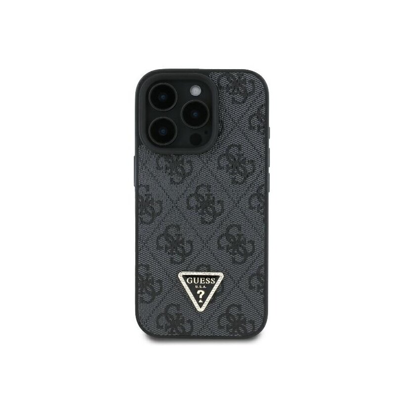 Husa iPhone 16 Pro Max Guess Leather Metal Logo Strass Crossbody, negru, GUHCP16XP4TDSCPK