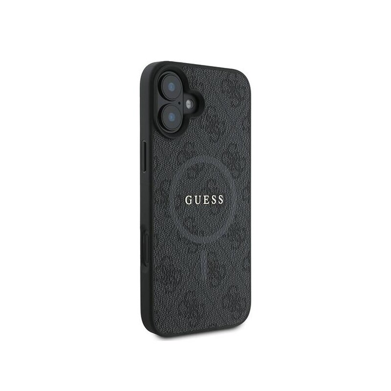 Husa iPhone 16 Plus Guess 4G Ring Classic Logo MagSafe, negru, GUHMP16MG4GFRK