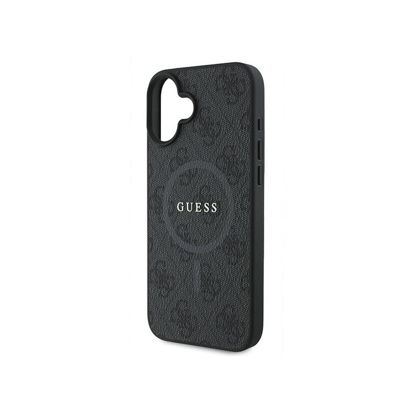 Husa iPhone 16 Plus Guess 4G Ring Classic Logo MagSafe, negru, GUHMP16MG4GFRK