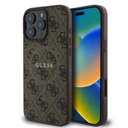 Husa iPhone 16 Pro Max Guess 4G Ring Classic Logo MagSafe, maro, GUHMP16XG4GFRW