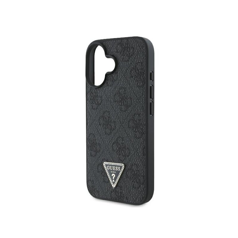 Husa iPhone 16 Guess Leather Metal Logo Strass Crossbody, negru, GUHCP16SP4TDSCPK