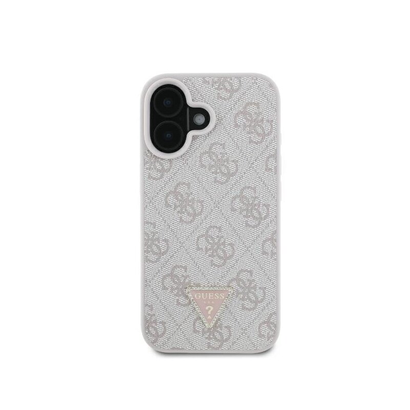 Husa iPhone 16 Guess Leather Metal Logo Strass Crossbody, roz, GUHCP16SP4TDSCPP