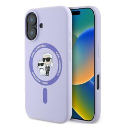 Husa Karl Lagerfeld iPhone 16 Silicone MagSafe, Karl&Choupette, mov, KLHMP16SSCMKCRHU