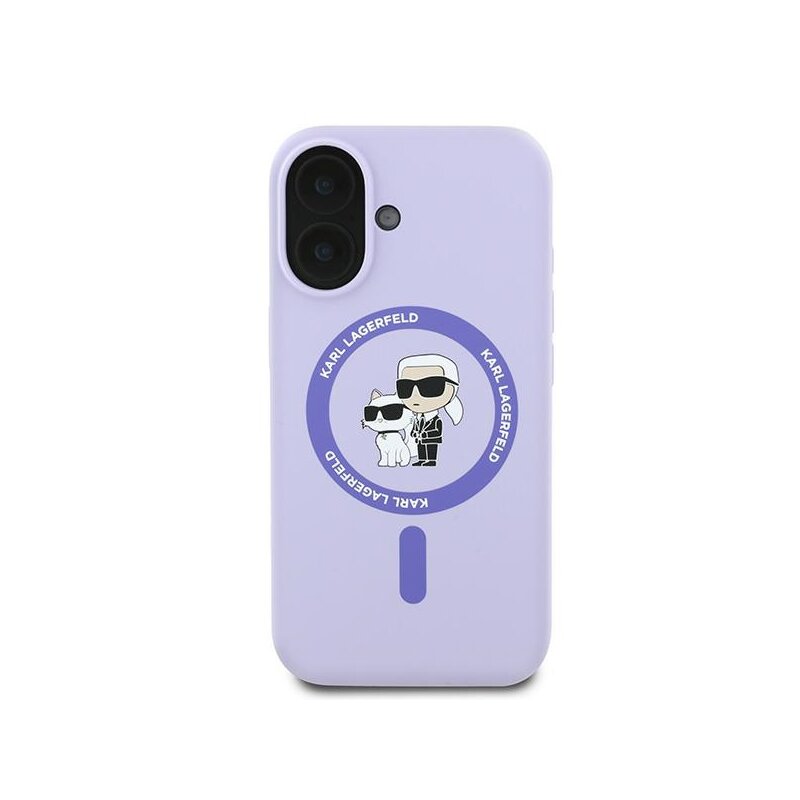 Husa Karl Lagerfeld iPhone 16 Silicone MagSafe, Karl&Choupette, mov, KLHMP16SSCMKCRHU