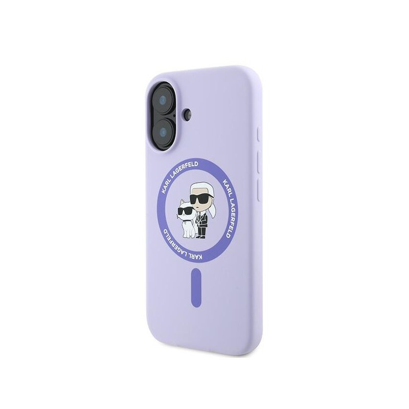 Husa Karl Lagerfeld iPhone 16 Silicone MagSafe, Karl&Choupette, mov, KLHMP16SSCMKCRHU