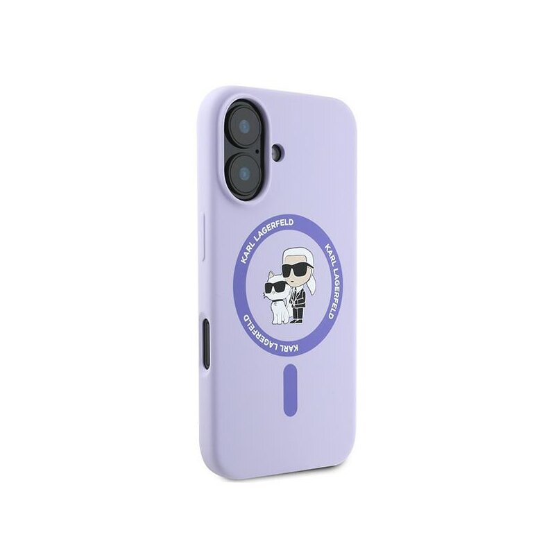 Husa Karl Lagerfeld iPhone 16 Silicone MagSafe, Karl&Choupette, mov, KLHMP16SSCMKCRHU