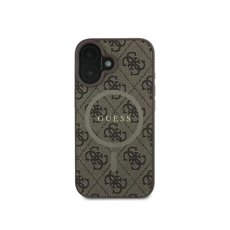 Husa iPhone 16 Plus Guess 4G Ring Classic Logo MagSafe, maro, GUHMP16MG4GFRW