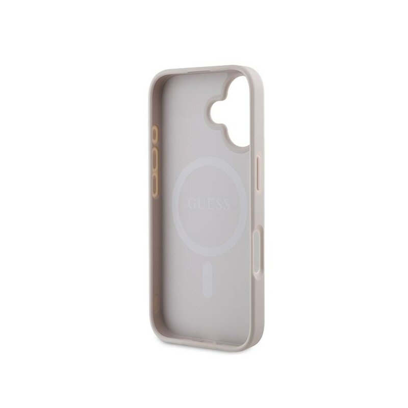 Husa iPhone 16 Plus Guess 4G Ring Classic Logo MagSafe, roz, GUHMP16MG4GFRP