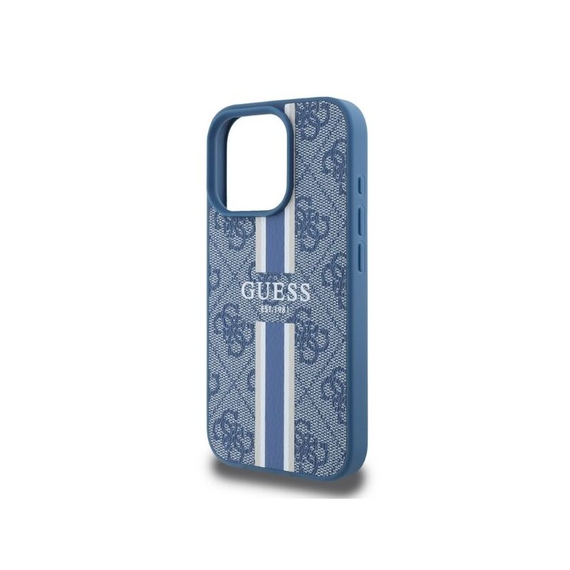 Husa originala Guess iPhone 16 Pro Max Hardcase 4G Printed Stripes MagSafe, albastru, GUHMP16XP4RPSB