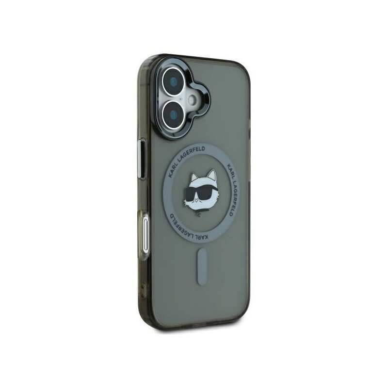 Husa iPhone 16 Karl Lagerfeld IML MagSafe, Choupette`s Head, negru, KLHMP16SHLSCHK