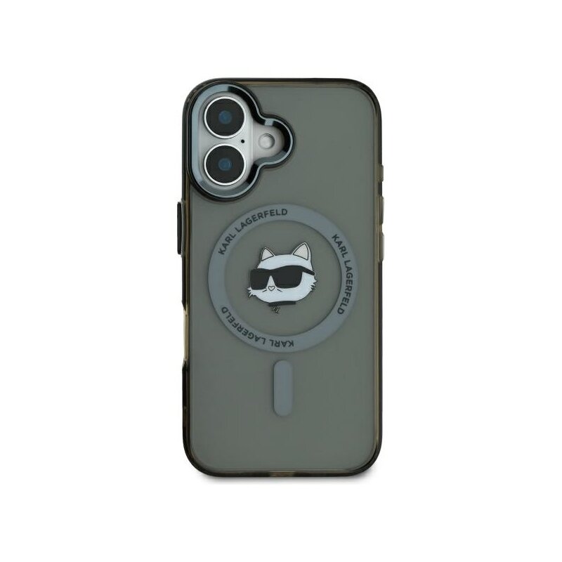 Husa iPhone 16 Karl Lagerfeld IML MagSafe, Choupette`s Head, negru, KLHMP16SHLSCHK