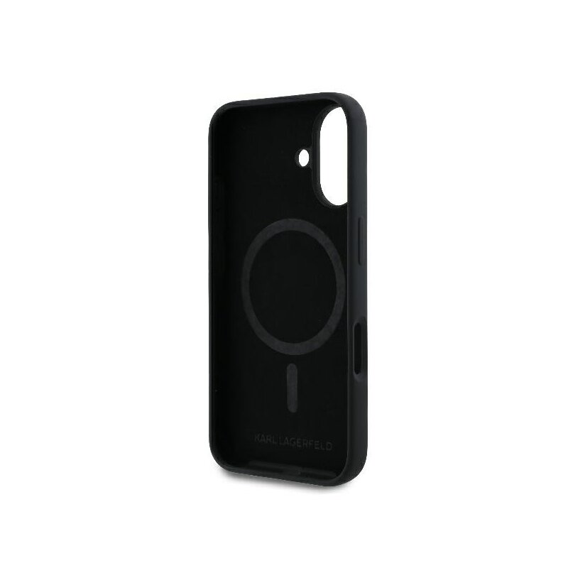 Husa Karl Lagerfeld iPhone 16 Plus Silicone Ring MagSafe, Karl&Choupette, negru, KLHMP16MSCMKCRHK