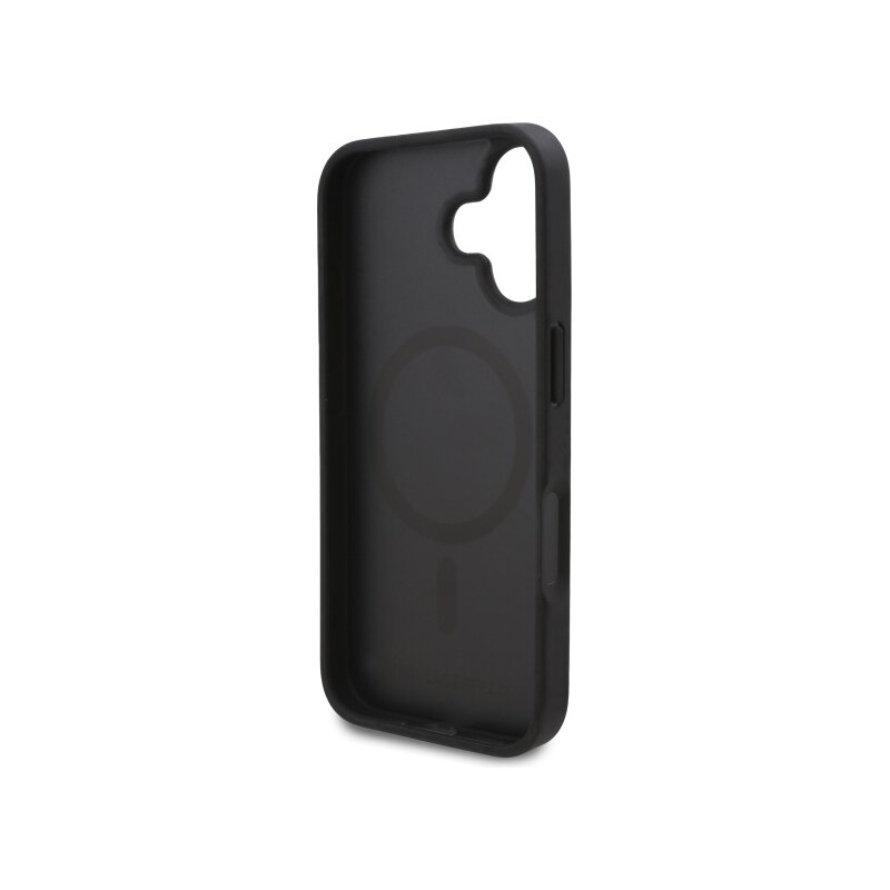 Husa iPhone 16 Plus Karl Lagerfeld Leather MagSafe, Hot Stamp, negru, KLHMP16MPKHPORPK