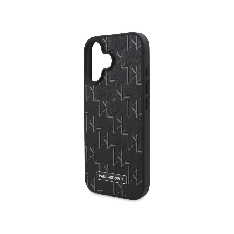 Husa iPhone 16 Plus Karl Lagerfeld Leather MagSafe, Hot Stamp, negru, KLHMP16MPKHPORPK