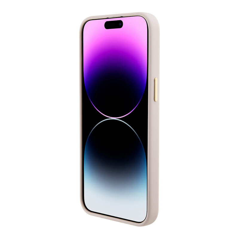Husa Guess iPhone 15 Pro Silicone Logo Strass 4G, roz deschis, GUHCP15LM4DGPP