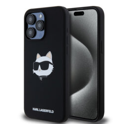 Husa Karl Lagerfeld iPhone 15 Pro Max Silicone MagSafe, Choupette Head, negru, KLHMP15XSCHPPLK