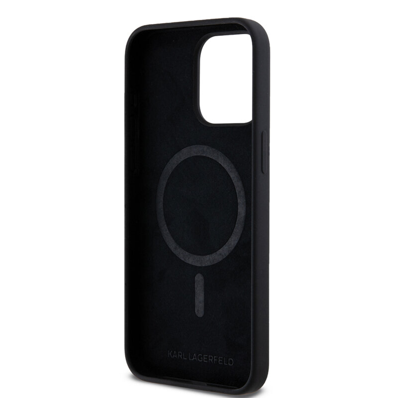 Husa Karl Lagerfeld iPhone 15 Pro Max Silicone MagSafe, Choupette Head, negru, KLHMP15XSCHPPLK