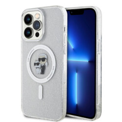 Husa Karl Lagerfeld iPhone 15 Pro Max Glitter MagSafe, Karl&Choupette, transparenta, KLHMP15XHGKCNOT