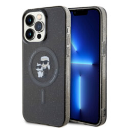 Husa Karl Lagerfeld iPhone 15 Pro Max Glitter MagSafe, Karl&Choupette, negru, KLHMP15XHGKCNOK
