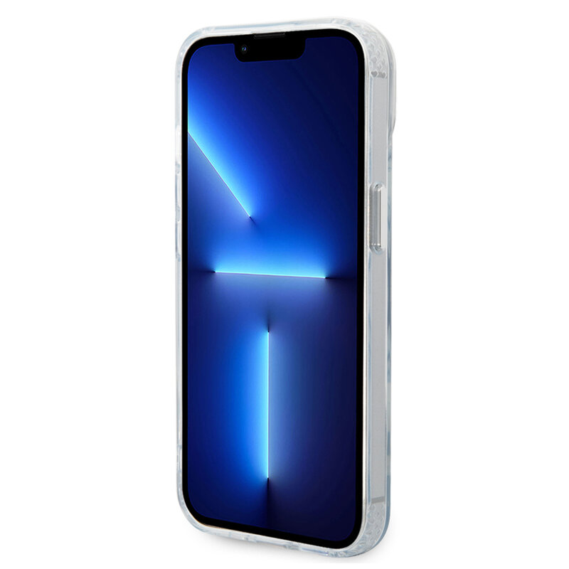 Husa iPhone 15 Plus Karl Lagerfeld Hardcase MagSafe, Karl & Choupette Aluminium, transparent, KLHMP14MHKCT