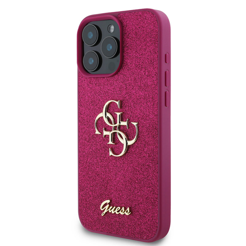 Husa Guess Glitter iPhone 16 Pro cu sclipici, magenta, GUHCP16LHG4SGU