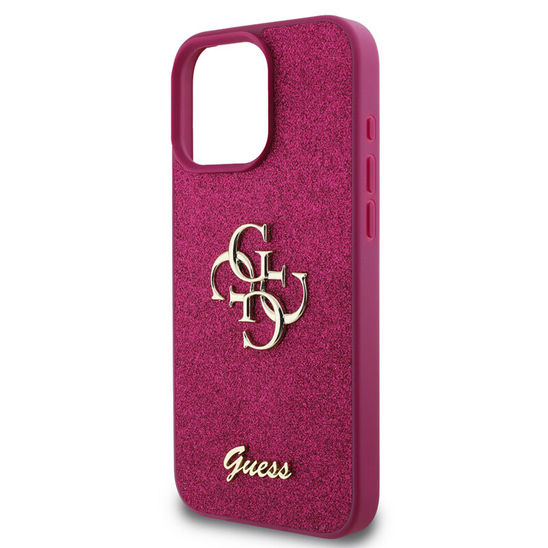 Husa Guess Glitter iPhone 16 Pro cu sclipici, magenta, GUHCP16LHG4SGU