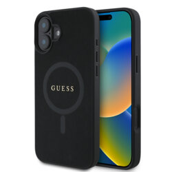 Husa Guess Saffiano Classic Logo MagSafe iPhone 16 Plus, negru, GUHMP16MPSAHMCK