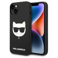 Husa Karl Lagerfeld iPhone 15 Plus Silicone MagSafe, Choupette Head, negru, KLHMP14MSLCHBK